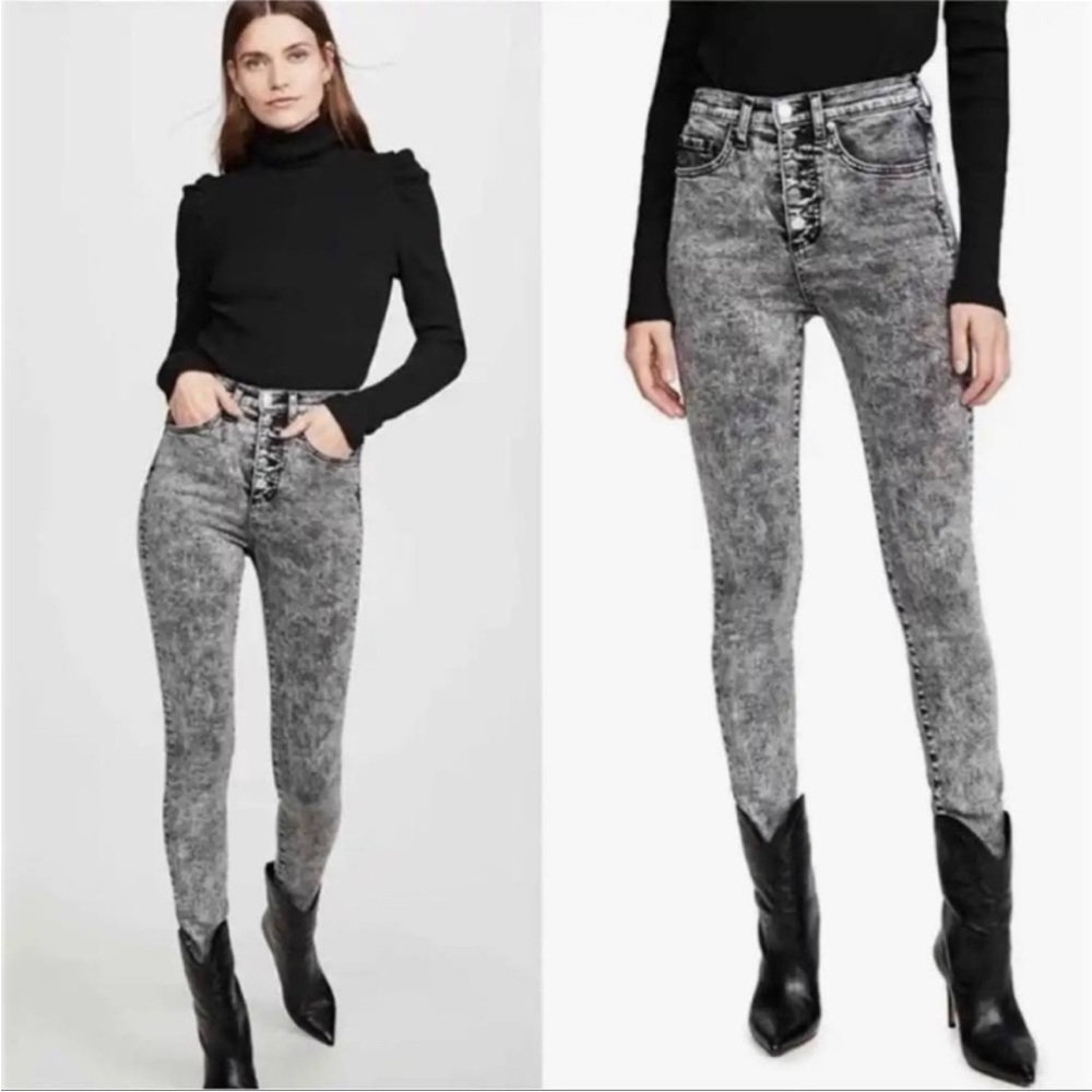 LAST CHANCE | Veronica Beard Maera Skinny High Rise Jeans in Black Acid Wash